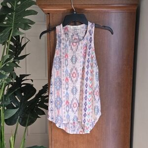 Ginger G Aztec Pattern Tank Top - Cream With Multicolor Patter
